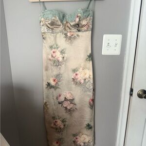 House of CB Floral Satin Dress